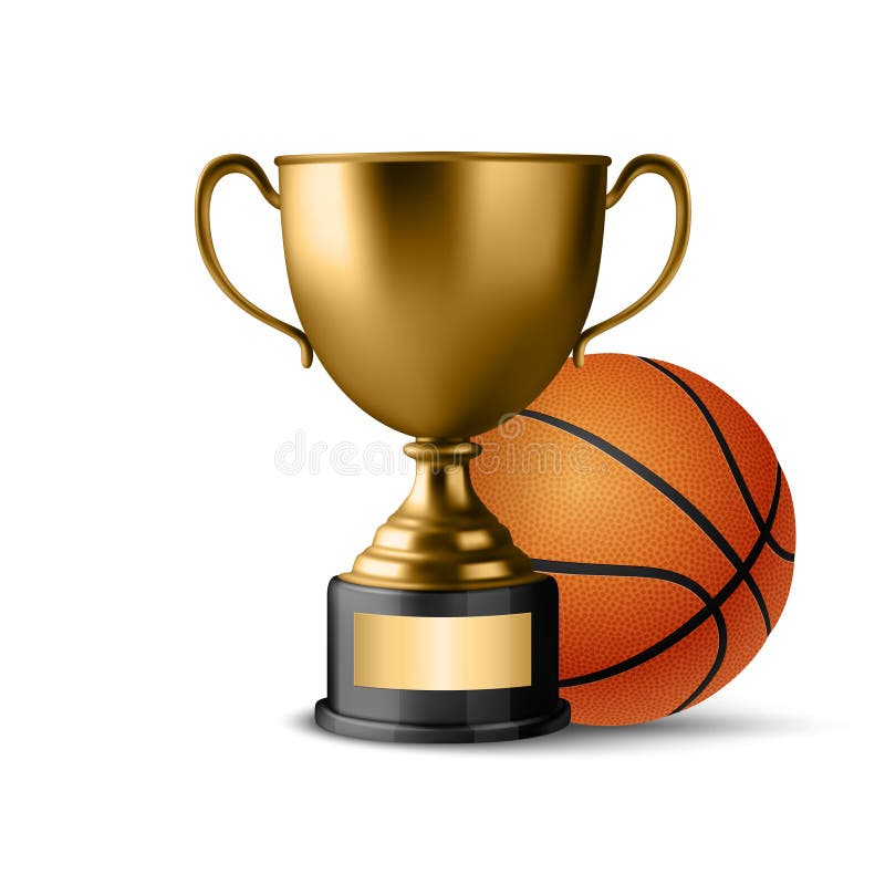 Иллюстрация 3d Basketball Championship. Кубок и баскетбольный мяч. награда за спорт иллюстрация штока