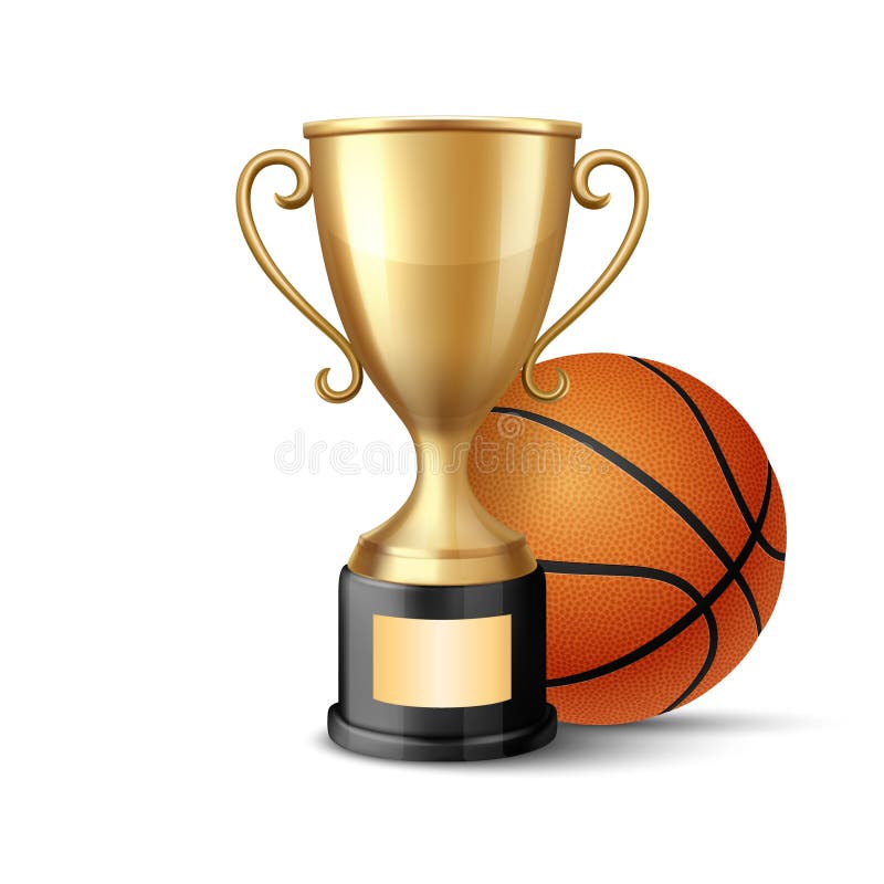 Иллюстрация 3d Basketball Championship. Кубок и баскетбольный мяч. награда за спорт иллюстрация штока
