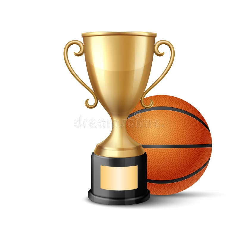 Иллюстрация 3d Basketball Championship. Кубок и баскетбольный мяч. награда за спорт иллюстрация штока