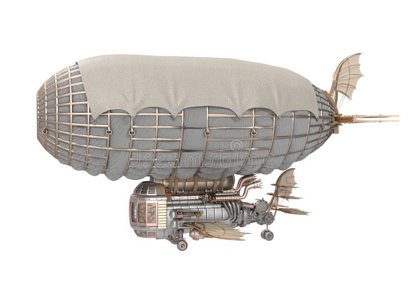 иллюстрация 3d дирижабля фантазии в стиле steampunk на изолированной белой предпосылке иллюстрация штока иллюстрация 3d дирижабля фантазии в стиле steampunk на изолированной белой предпосылке иллюстрация штока