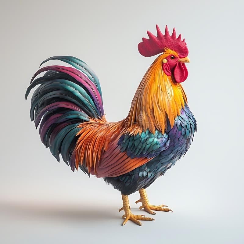 Иллюстрация Majestic Rooster A Birant Digital Rendering of a Colorful Rooster бесплатная иллюстрация