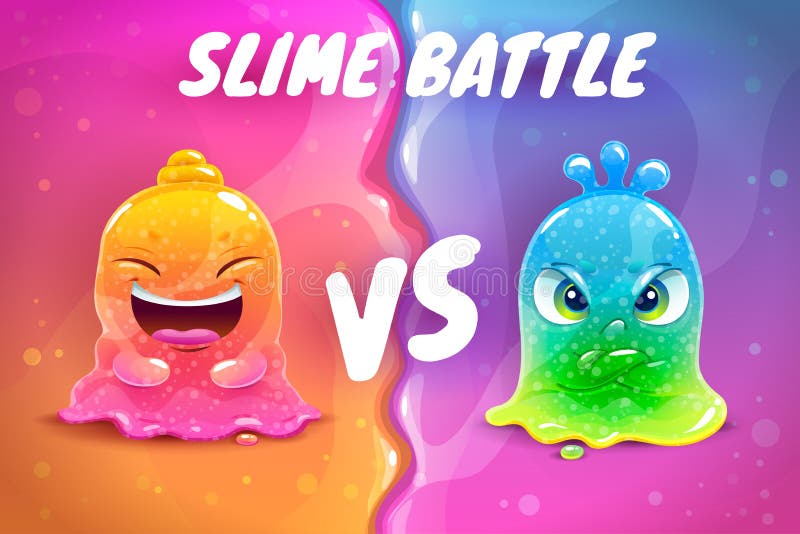Иллюстрация Slime Battle VS Смешные красочные слизистые персонажи бесплатная иллюстрация