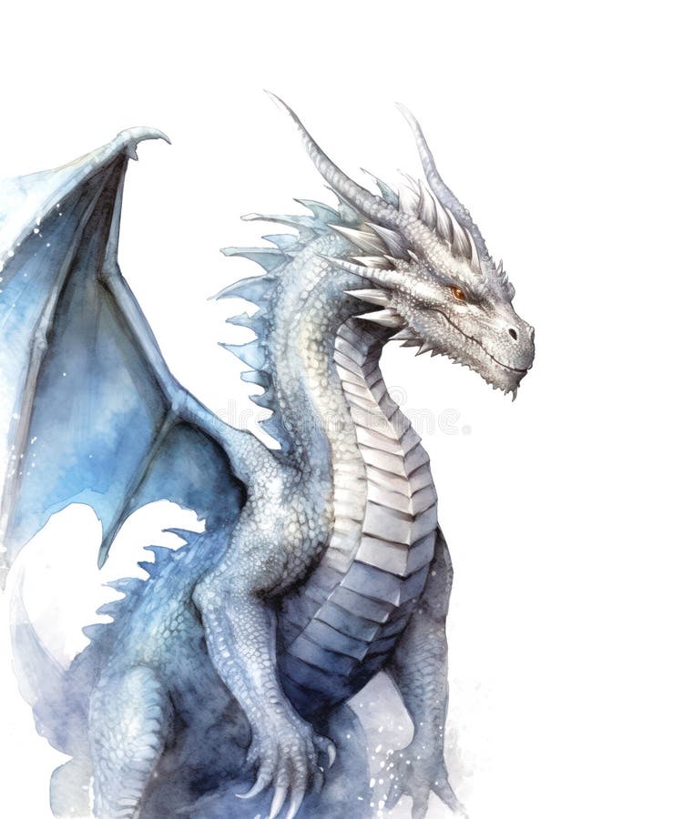 Verde albastru dragon albastru deschis pe fond alb. Ilustrarea acustică a unui dragon albastru deschis pe fond alb.