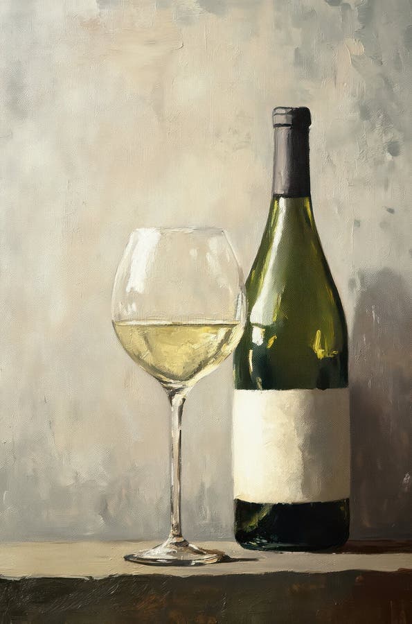 油彩画　white wine time Javier Mulio - Still Life with Grapes & White Wine | Unicorn
