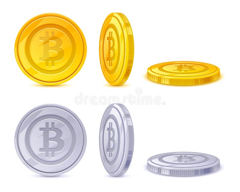 Иллюстрация вектора Bitcoins Золотые и серебряные наличные деньги денег бесплатная иллюстрация