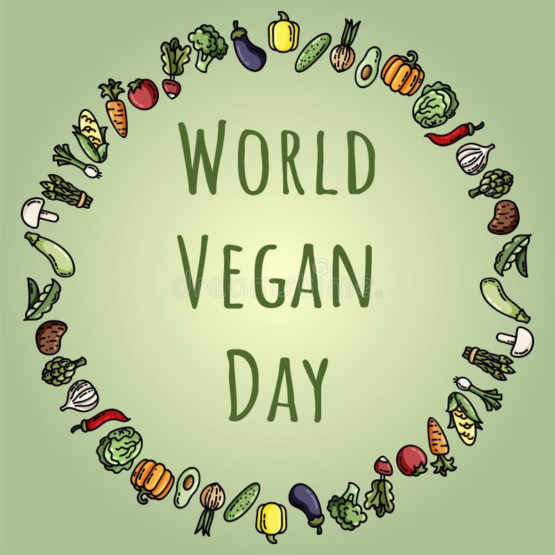 Иллюстрация вектора дня vegan мира Соответствующий для поздравительной открытки, плаката и знамени иллюстрация штока Иллюстрация вектора дня vegan мира Соответствующий для поздравительной открытки, плаката и знамени иллюстрация штока