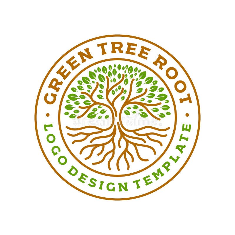 Иллюстрация вектора значка логотипа круга корней дерева современная