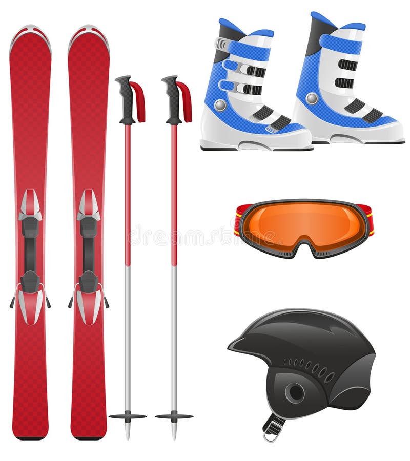 Ski equipment icon set vector illustration isolated on white background. Ski equipment icon set vector illustration isolated on white background