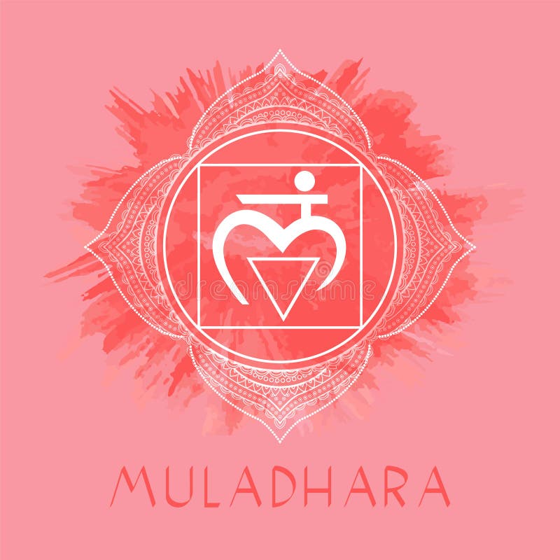 Иллюстрация вектора с символом Muladhara - chakra корня на предпосылке акварели бесплатная иллюстрация Иллюстрация вектора с символом Muladhara - chakra корня на предпосылке акварели бесплатная иллюстрация
