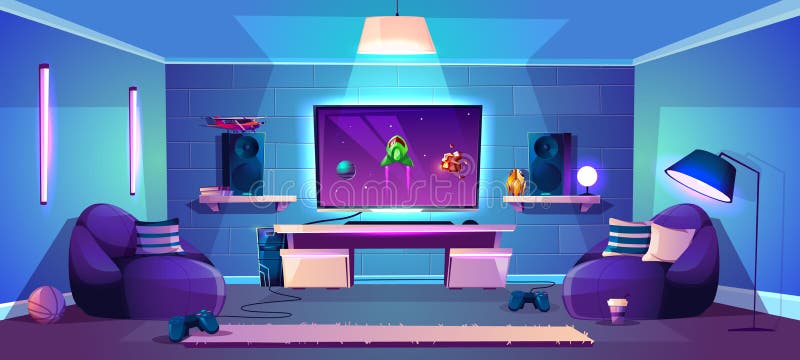 Иллюстрация игровой комнаты вектора, современная концепция esports бесплатная иллюстрация