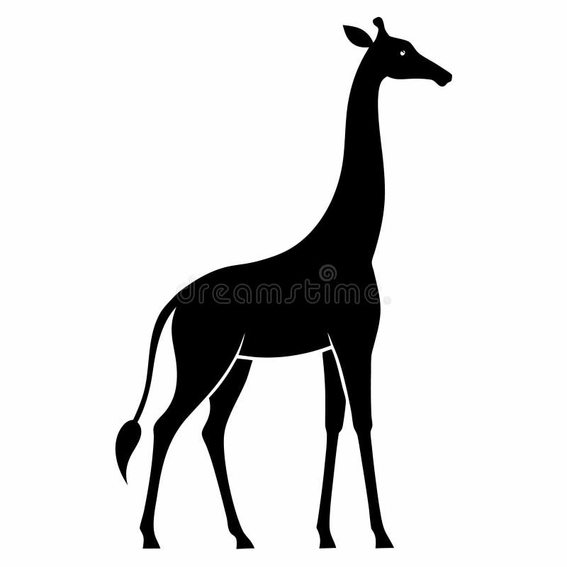 Иллюстрация из элегантного жирафа Silhouette A Striking Black Vector на белом фоне. иллюстрация вектора
