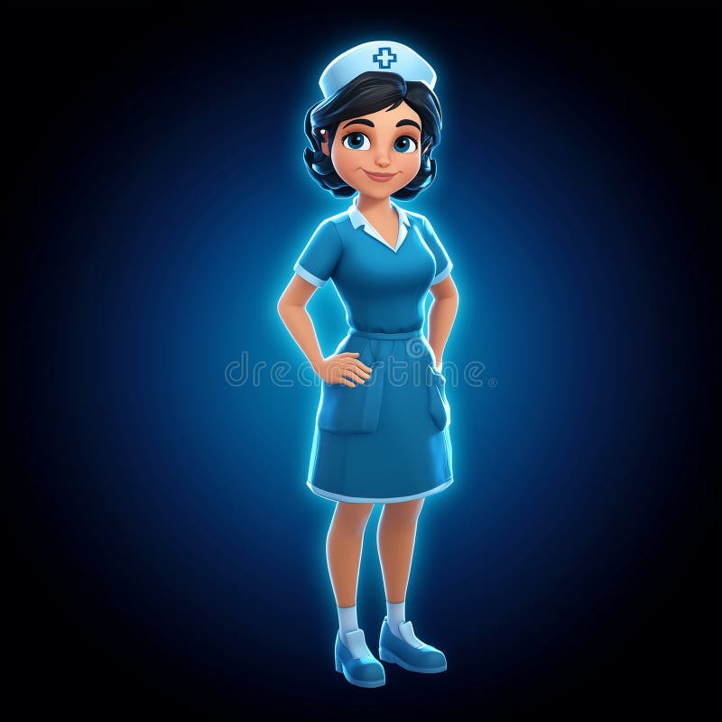Иллюстрация медсестры смешной цвет положительный. Больница. Стиль студии Pixar. иллюстрация штока
