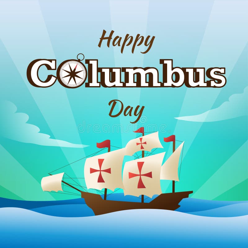 Иллюстрация плоского вектора счастливого дня columbus день фон или баннер графика иллюстрация штока Иллюстрация плоского вектора счастливого дня columbus день фон или баннер графика иллюстрация штока