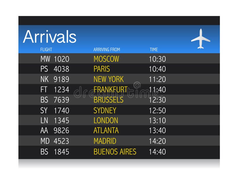 Airport arrival timetable illustration design over white background. Airport arrival timetable illustration design over white background