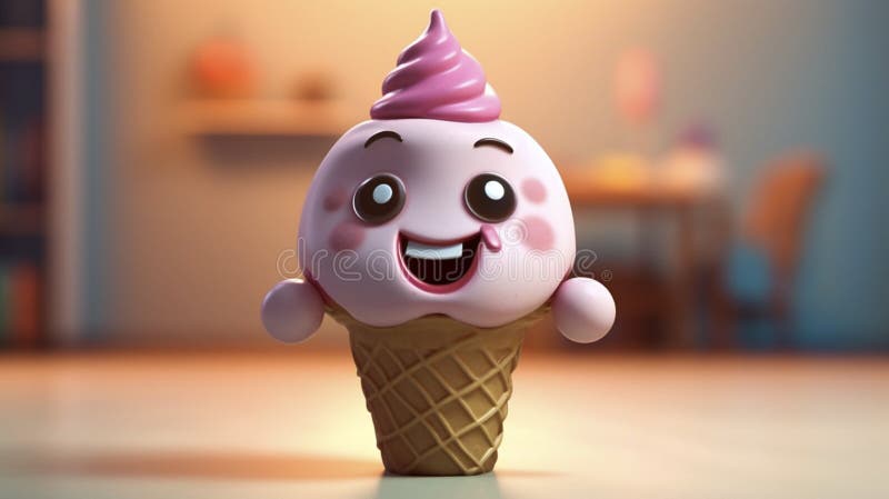 иллюстрация симпатичного символа icecream с доступным пространством для копирования. улыбающийся овощ мороженого. концепция продов иллюстрация вектора