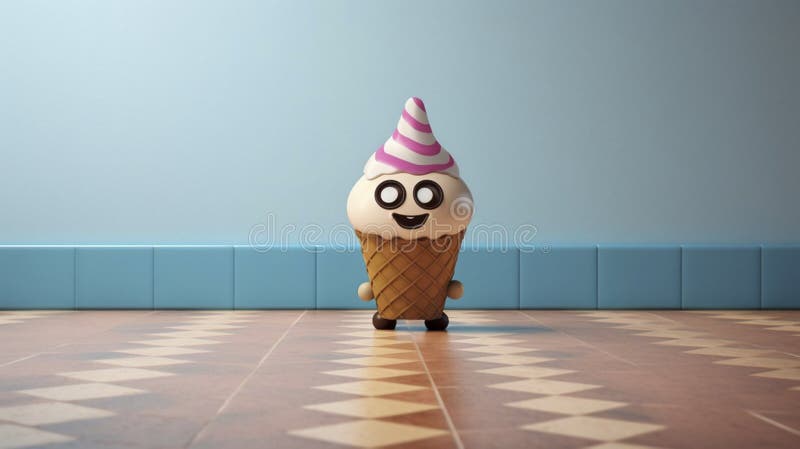 иллюстрация симпатичного символа icecream с доступным пространством для копирования. улыбающийся овощ мороженого. концепция продов иллюстрация штока