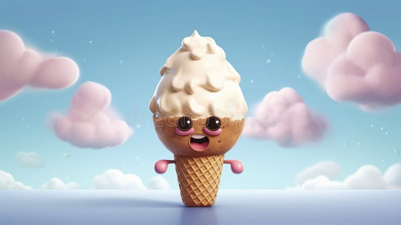 иллюстрация симпатичного символа icecream с доступным пространством для копирования. улыбающийся овощ мороженого. концепция продов иллюстрация штока