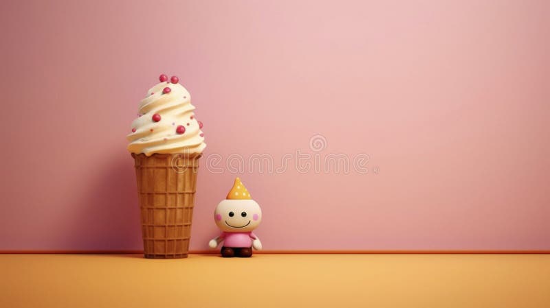 иллюстрация симпатичного символа icecream с доступным пространством для копирования. улыбающийся овощ мороженого. концепция продов бесплатная иллюстрация