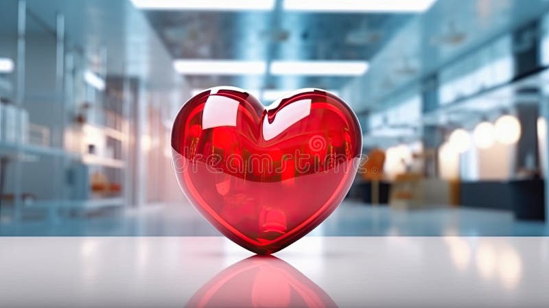 иллюстрация яркого красного сердца на размытом фоне с бокехом для здравоохранения и празднованием всемирного дня сердца иллюстрация штока