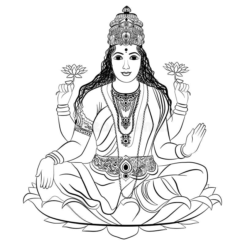 Индийская богиня Lakshmi иллюстрация штока Индийская богиня Lakshmi иллюстрация штока