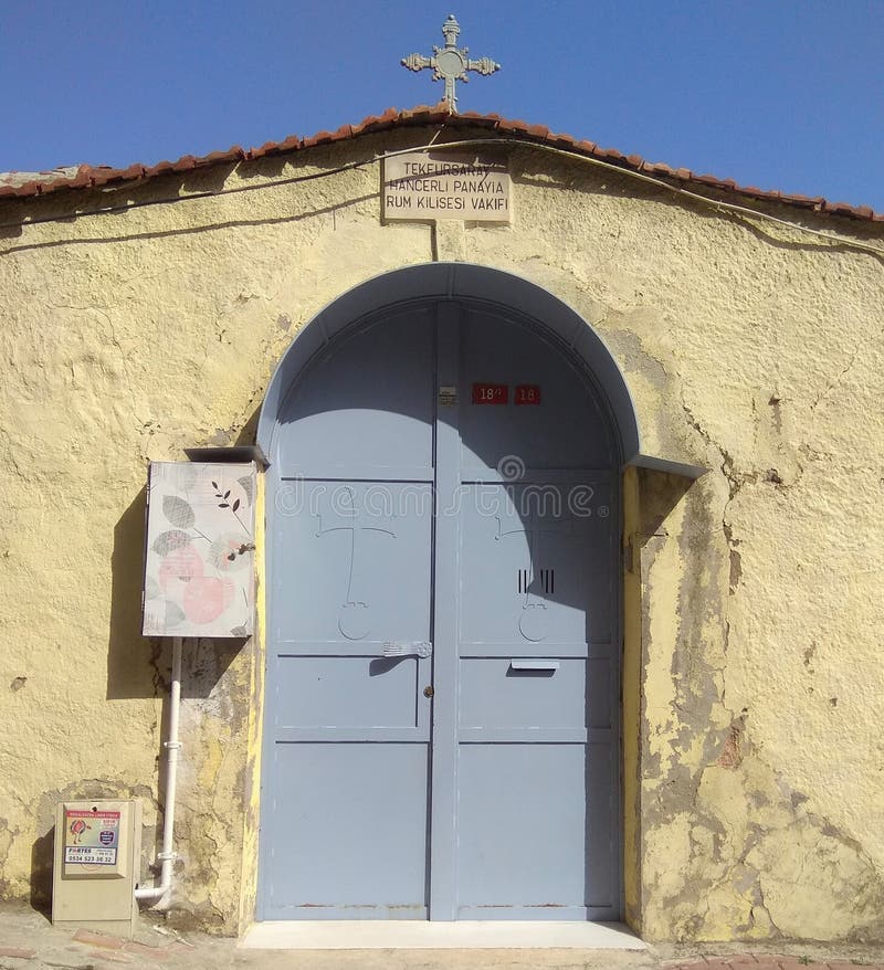 Turkey, Istanbul, Ayvansaray, Ulubatli Hasan Sk. 18, Tekfur Saray Hanerli Panayia Greek Church Foundation, entrance to the church 1.07.2021. Turkey, Istanbul, Ayvansaray, Ulubatli Hasan Sk. 18, Tekfur Saray Hanerli Panayia Greek Church Foundation, entrance to the church 1.07.2021