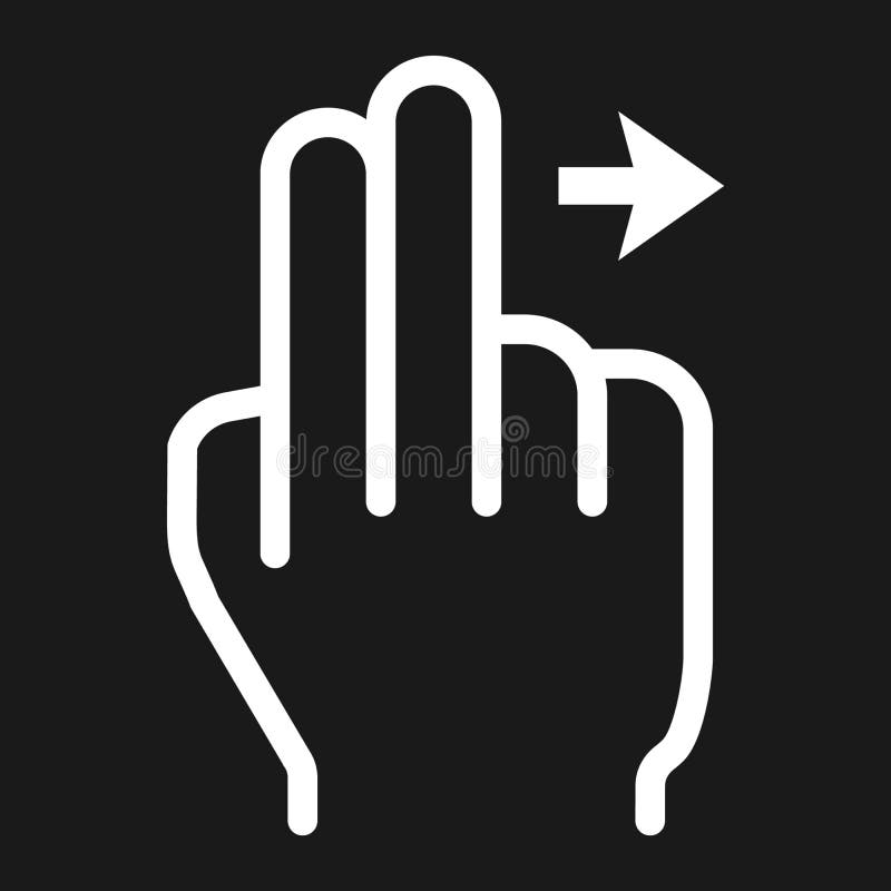 2 finger Swipe right line icon, touch and hand gestures, mobile interface and drag down vector graphics, a linear pattern on a black background, eps 10. 2 finger Swipe right line icon, touch and hand gestures, mobile interface and drag down vector graphics, a linear pattern on a black background, eps 10.