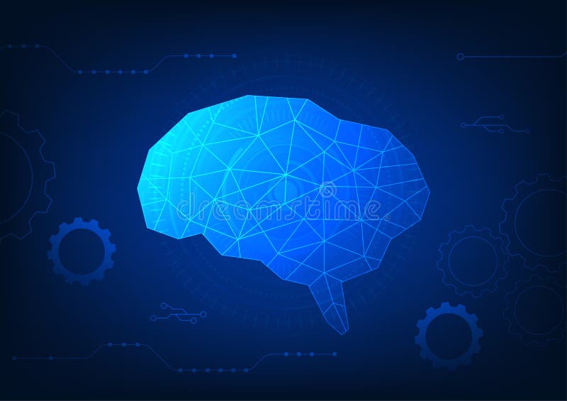 интеллектуальная компьютерная технология, которая действует для обработки и управления, как человеческий мозг иллюстрация штока