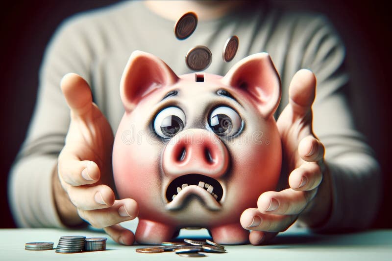инфляционное сжатие сотрясает пузырь личных долгов свинейского банка сбережения денег банковская глобальная валюта золотые серебря стоковое изображение rf
