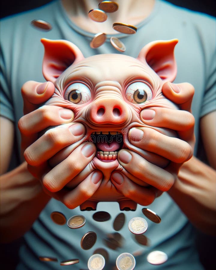 инфляционное сжатие сотрясает пузырь личных долгов свинейского банка сбережения денег банковская глобальная валюта золотые серебря стоковое фото rf