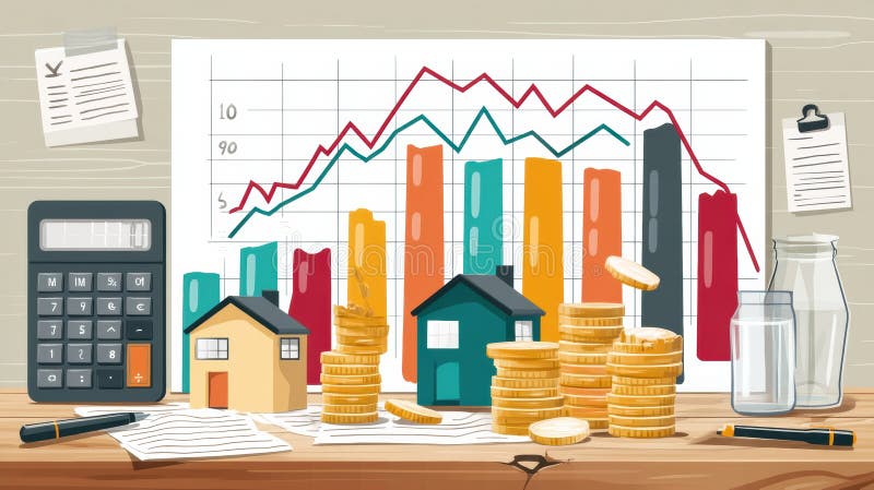 Инфографика для бюджета домохозяйств: повышение расходов с детальным распределением расходов и стратегий экономии стоковое фото rf