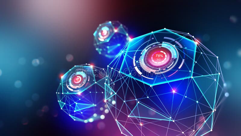 Искусственный интеллект и беспроводная технология Глобальная цифровая сеть бесплатная иллюстрация