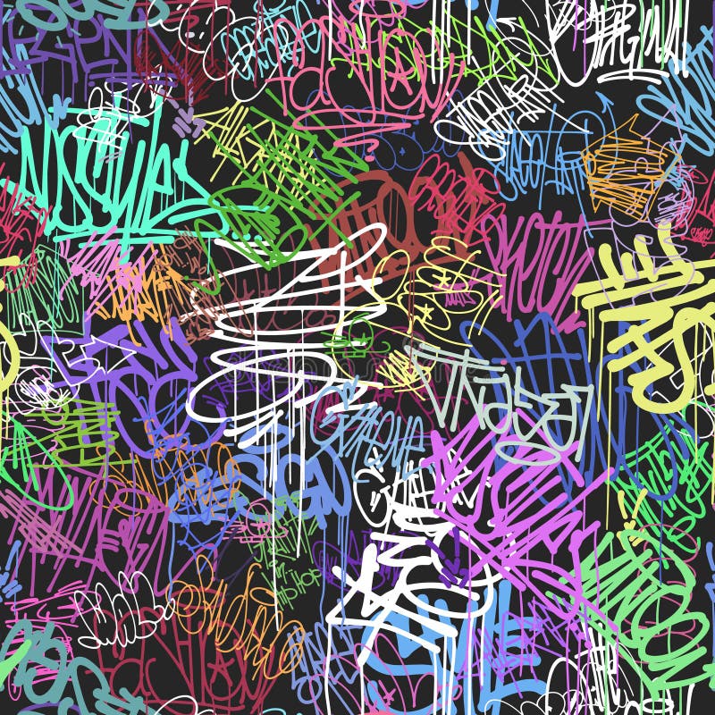 Graffity wall tags seamless pattern, graffiti street art. Graffity wall tags seamless pattern, graffiti street art.