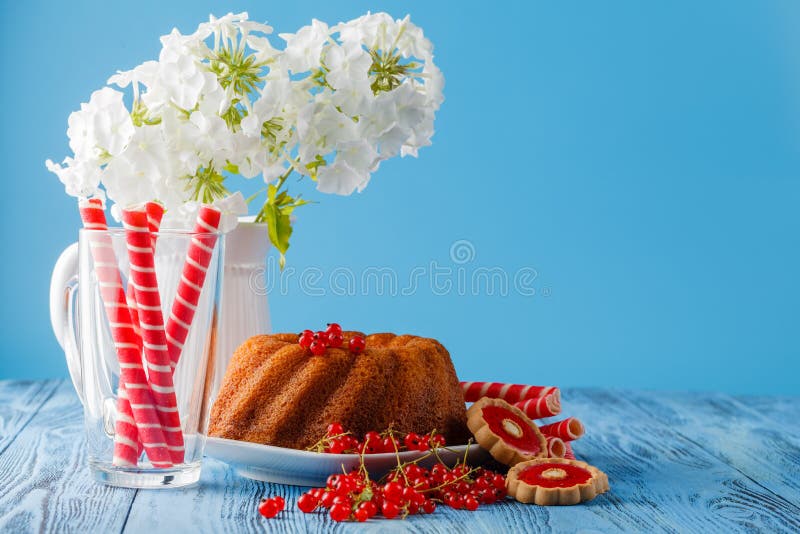 Испеките торт кольца при сахар замороженности, украшенный с белыми цветками стоковые изображения rf Испеките торт кольца при сахар замороженности, украшенный с белыми цветками стоковые изображения rf