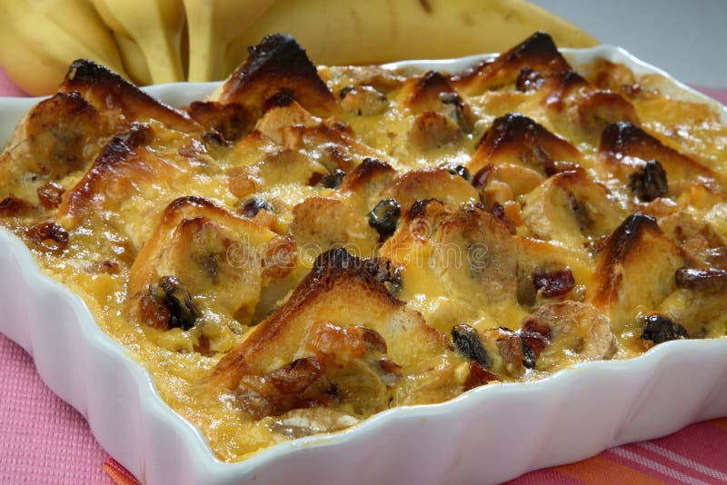 Baked banana souffle on plate. Baked banana souffle on plate