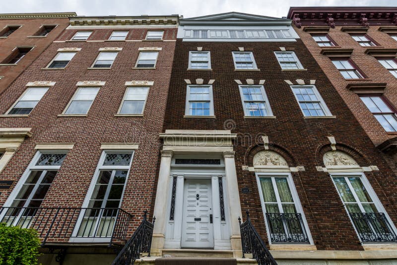 Исторические здания на улице лося в Albany, Нью-Йорке стоковые изображения rf