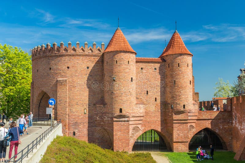 Исторический барбакан Варшавы в городке Варшавы старом стоковое фото rf