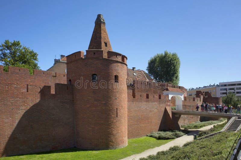 Исторический барбакан Варшавы в городке Варшавы старом стоковое изображение rf