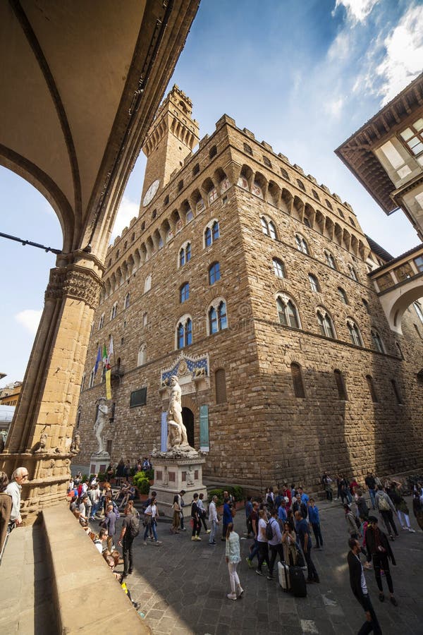 Италия, Тоскана, Флоренс, Palazzo Vecchio и Lanzi временно проживают, ратуша города и старая резиденция семьи Medici