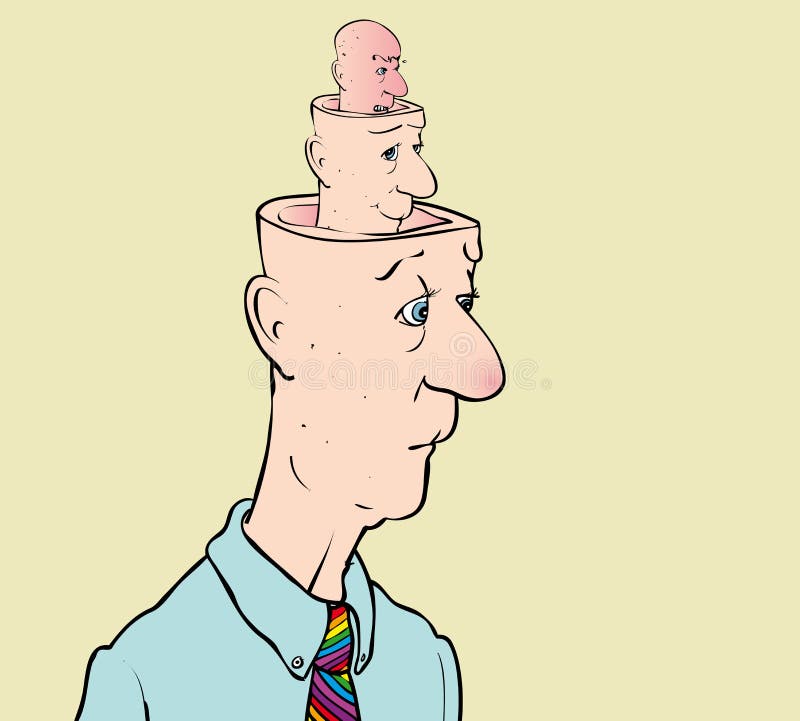 Cartoon of man depicting personality disorder. Cartoon of man depicting personality disorder