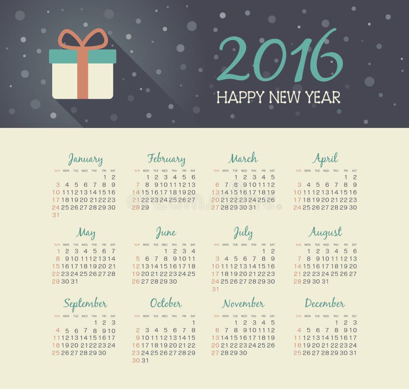 Календарь 2016 год с подарком рождества