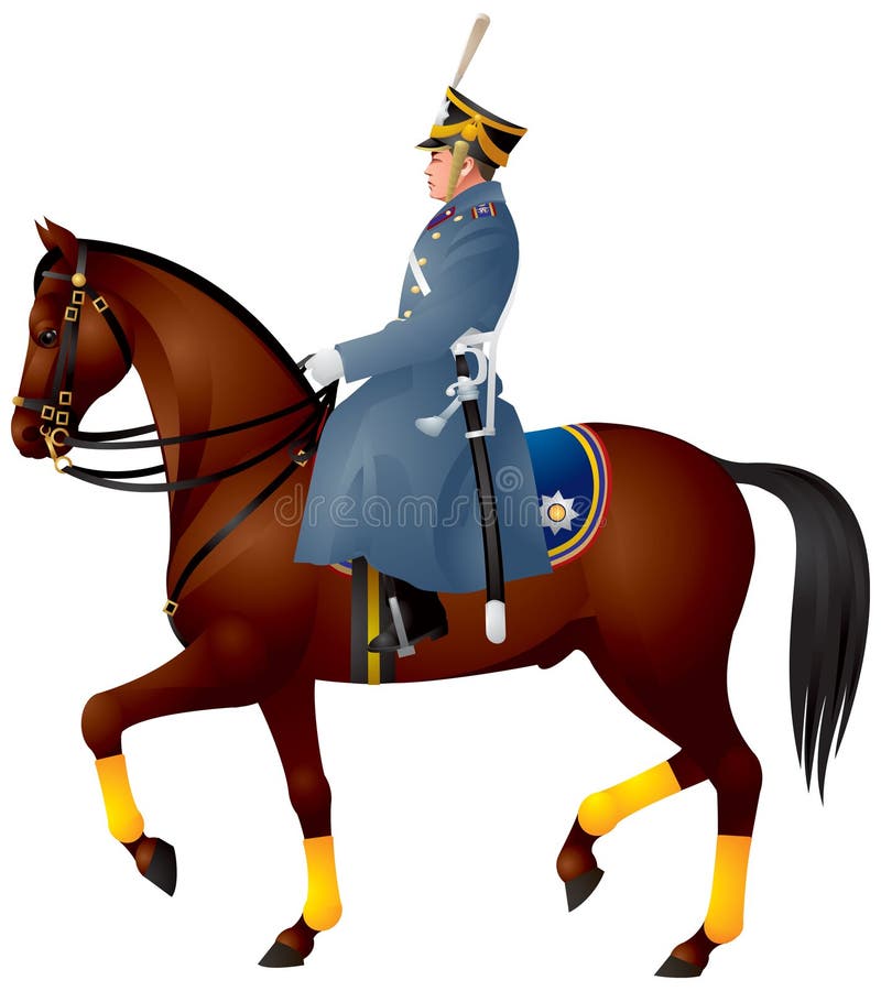 Cavalier on a horse, Russian dragoon in Presidential Regiment Cavalry Escort Squadron uniform, Moscow Kremlin guard of honor. Cavalier on a horse, Russian dragoon in Presidential Regiment Cavalry Escort Squadron uniform, Moscow Kremlin guard of honor