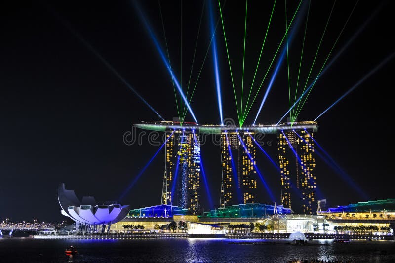 Gold Sand Casino at night, view from merlion park. Gold Sand Casino at night, view from merlion park.