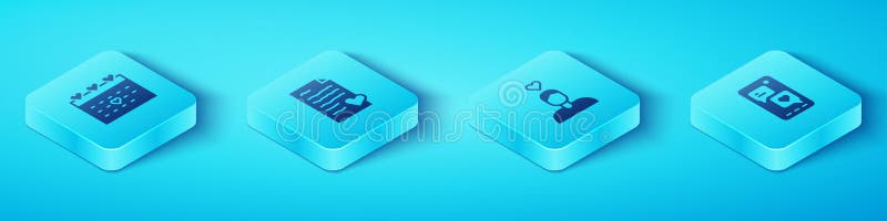 Календарь набора равновеликий с mobile Валентина конвертов сердца и значком любви пар. Вектор иллюстрация штока