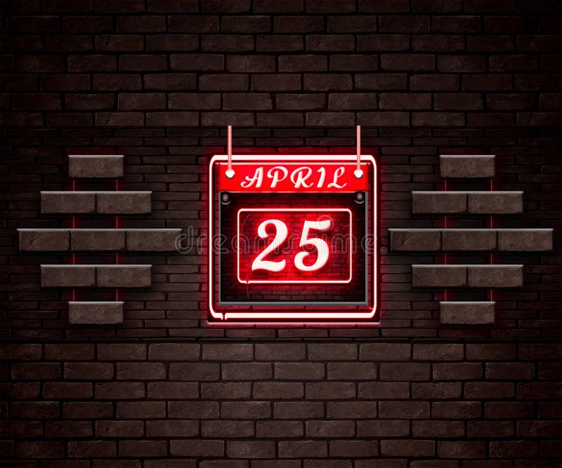 Календарь 25-ое апреля ежемесячно на фоне кирпичей бесплатная иллюстрация