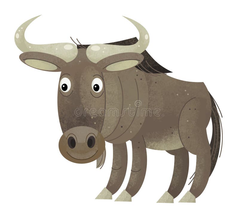 Карикатура с gnu на белом фоне - иллюстрация иллюстрация вектора