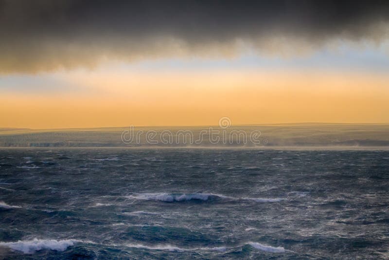 Kara sea (basin of Arctic ocean) in high Arctic (Novaya Zemlya archipelago). old name of Kara sea - Ice cellar, but now no ice. Kara sea (basin of Arctic ocean) in high Arctic (Novaya Zemlya archipelago). old name of Kara sea - Ice cellar, but now no ice