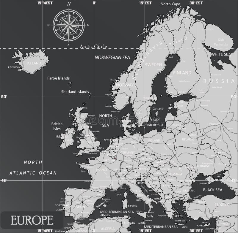 Карта Европы минимальная с темными цветами бесплатная иллюстрация Карта Европы минимальная с темными цветами бесплатная иллюстрация