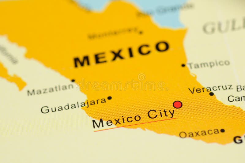 Close up of Mexico City, Mexico on map. Close up of Mexico City, Mexico on map