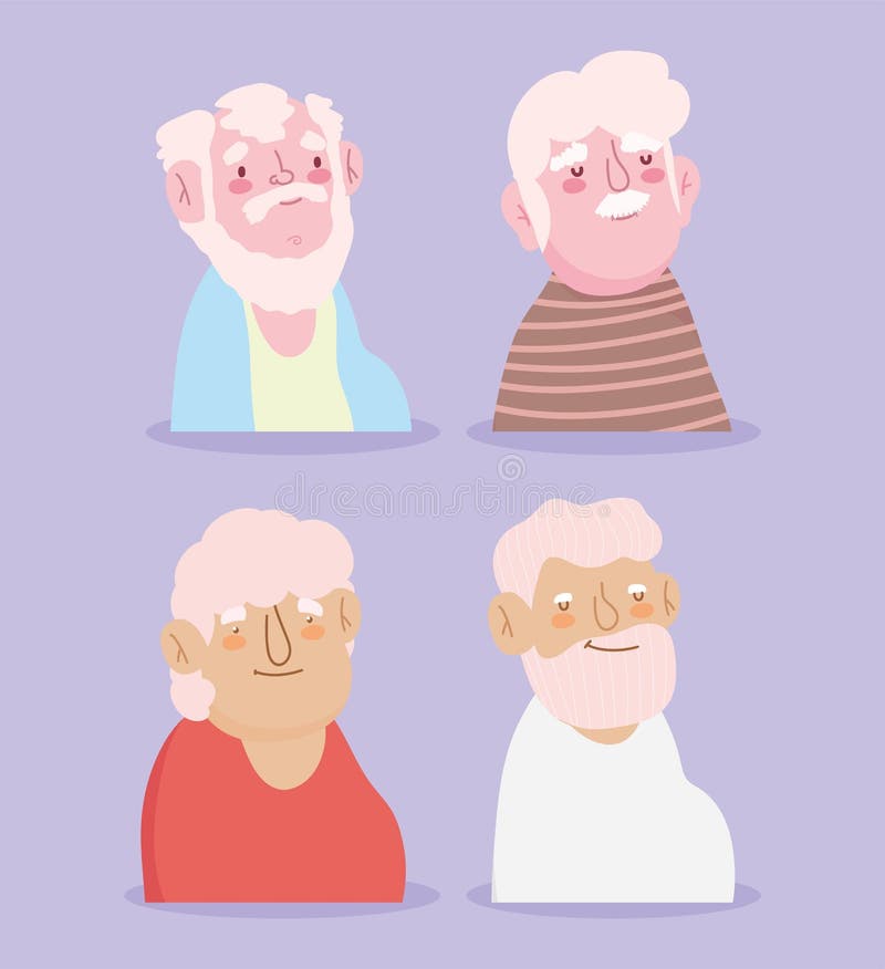 Happy grandparents day, cute old men grandfathers characters cartoon card vector illustration. Happy grandparents day, cute old men grandfathers characters cartoon card vector illustration