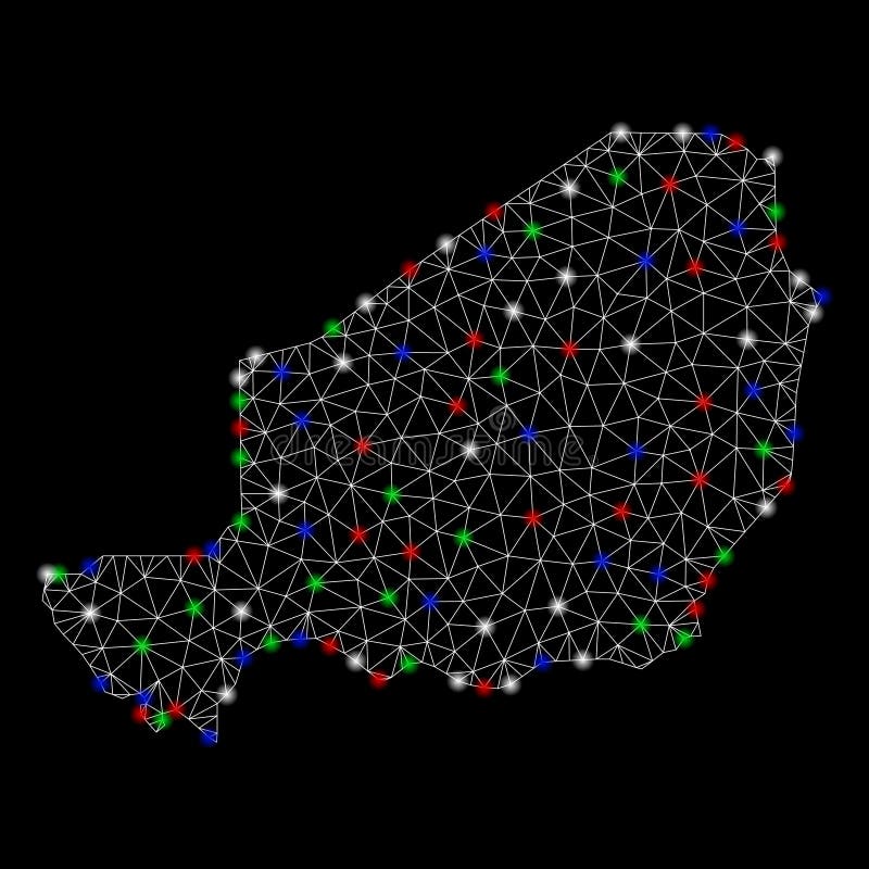 Карта Нигера яркой сетки 2D с внезапными пятнами иллюстрация вектора